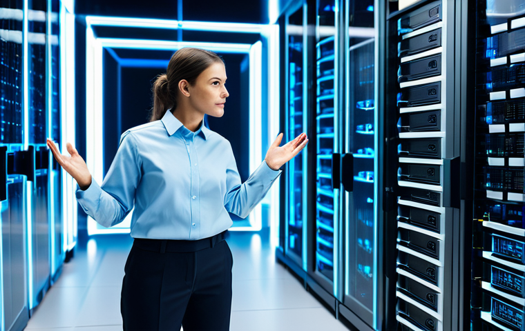 A professional software architect, a man or woman, in a modest business shirt and trousers, standing confidently in a futuristic, minimalist server room. Their hands are gesturing towards a large, glowing holographic display. On the display, abstract, tangled lines are visually transforming into clear, organized, modular blocks, connected by clean, distinct pathways, symbolizing the transition from chaotic code to structured object-oriented design. The background features blurred server racks and ambient blue light. Perfect anatomy, natural pose, well-formed hands, correct proportions. Professional photography, high-resolution, sharp focus. Fully clothed, appropriate attire, modest clothing, safe for work, appropriate content.