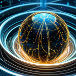 **Quantum Computing Visualization:** "Abstract representation of quantum computing. Visualize entangled qubits as glowing orbs interconnected by swirling energy streams. Background should evoke a futuristic lab environment with complex circuitry. Safe for work, appropriate content, fully clothed, perfect anatomy, natural proportions, professional, high quality."