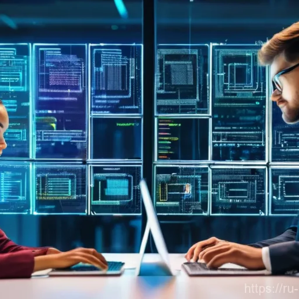 블록체인 기반 앱 개발 - **Prompt:** A diverse group of young, tech-savvy professionals, both male and female, in a modern, b...