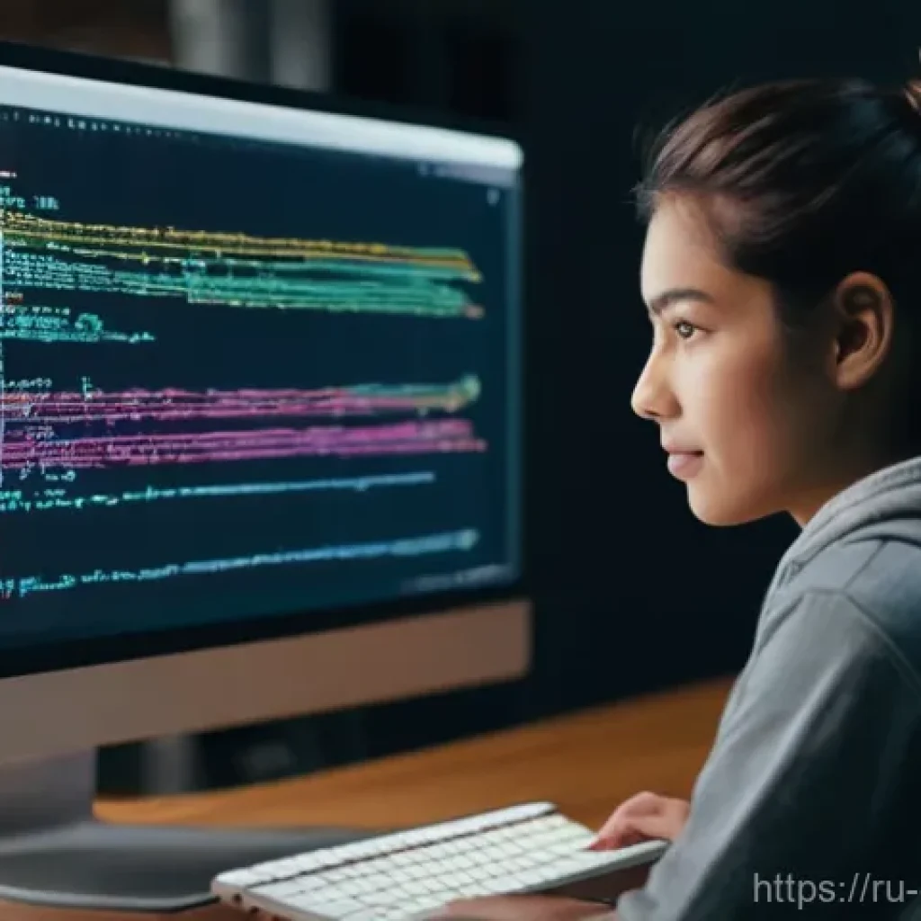 프로그래밍 기초 - **Prompt 1: The First Spark of Code**
    A young adult, approximately 20-25 years old, sits at a mo...