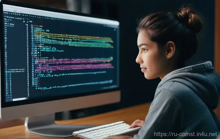 프로그래밍 기초 - **Prompt 1: The First Spark of Code**
A young adult, approximately 20-25 years old, sits at a mo...