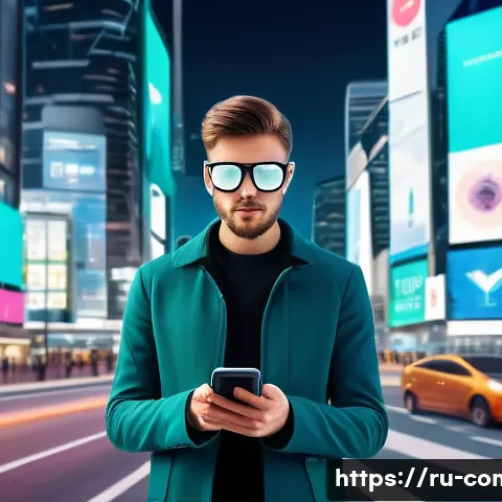 IT 기술 동향 - A futuristic urban scene showcasing a smart city powered by 5G technology: vibrant streets with smar...